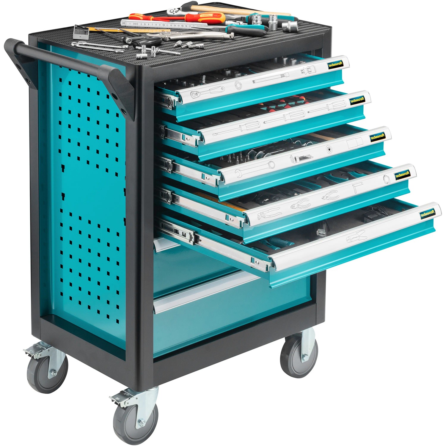 Laborboy Mit Räder Technocraft Werkstattwagen Rollboy befüllt 381-tlg.