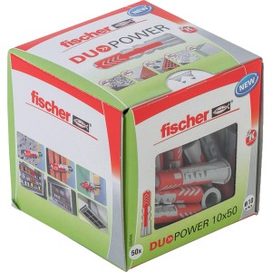 Fischer Tasselli DuoPower 10x50 mm, confezione da 50 nella confezione originale.