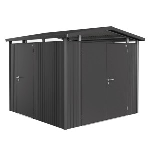Porta doppia Biohort in grigio scuro metallizzato per casette da giardino HighLine, AvantGarde e Panorama.