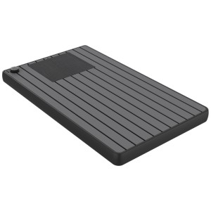 Pannello a pavimento antracite Steinbach per docce esterne, con superficie antiscivolo e serbatoio integrato.