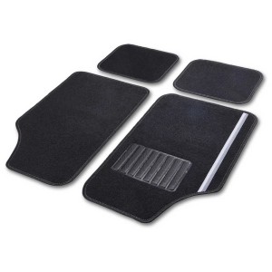 Cartrend Tappetini auto Rally, set da 4, in tessuto nero con protezione tallone.