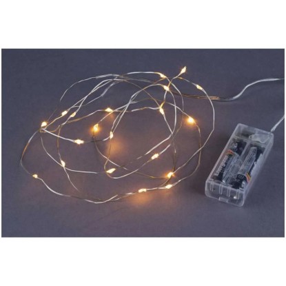 Mikro-Lichterkette batteriebetrieben goldenes Warmweiss 20 LEDs