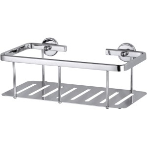 Étagère de douche chromée Tesa Aluxx avec fond profond en aluminium pour accessoires de douche.