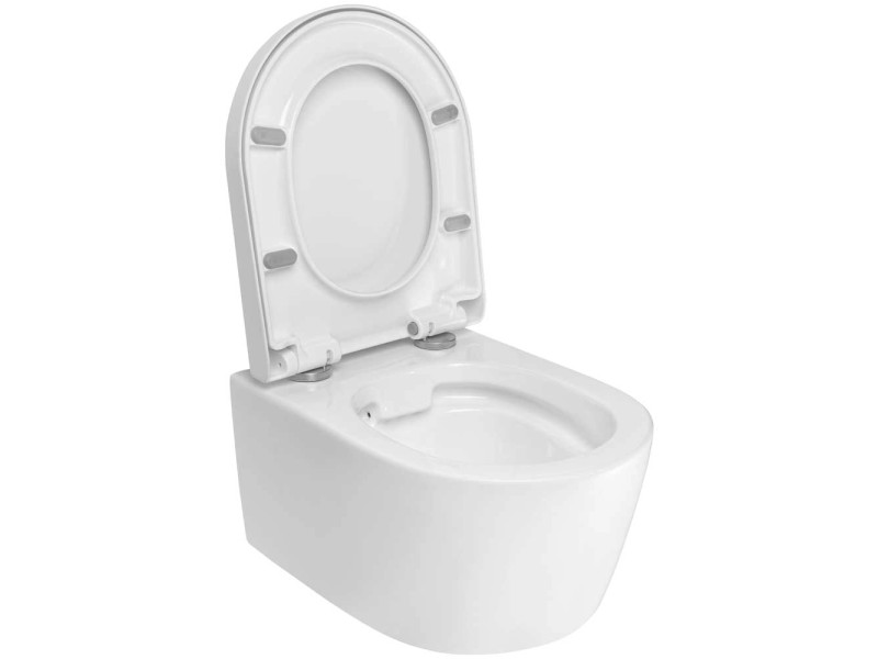 AquaSu Bloc WC à poser 374 sans rebord de rinçage Blanc
