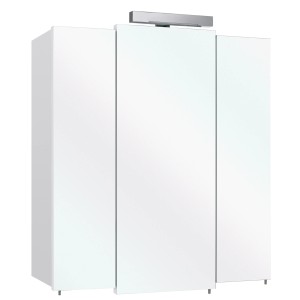 Armoire de toilette Pelipal 312, blanc, 68 cm de large, avec 3 portes miroir et éclairage LED.