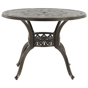Table de jardin ronde Beliani Sapri en aluminium marron foncé, Ø 100 cm.