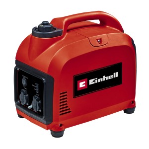 Groupe électrogène à essence Einhell TC-IG 2000 rouge avec poignée et prises.