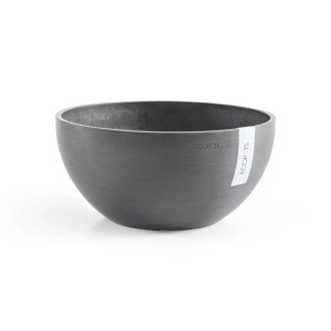Cache-pot Ecopots Brussels, gris, 25 cm. Forme ronde, idéal pour l'intérieur et l'extérieur.