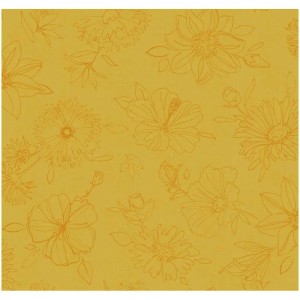 Gelbe D-c-fix Tischdecke Manhattan Palmas, abwischbar mit Blumenmuster, 150x250 cm.