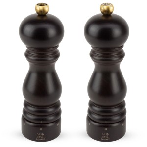Peugeot Paris Salz- und Pfeffermühlen Set, dunkelbraunes Holz, 18cm hoch.