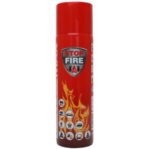 Aérosol extincteur rouge 500g pour la protection incendie à la maison et en déplacement.