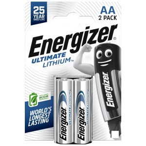 Energizer Ultimate Lithium AA Batterie, confezione da 2: Batterie AA a lunga durata per dispositivi ad alta potenza.