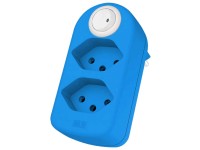 Max Hauri Abzweigstecker drehbar mir Schalter Blau 2 x T13