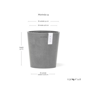 Pot pour orchidées Ecopots Morinda gris, 14 cm. Idéal pour les orchidées et les herbes aromatiques, pour l'intérieur et l'extérieur.