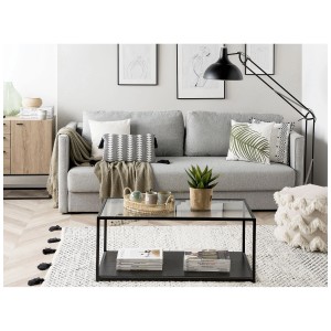 Canapé convertible 3 places Eksjo gris clair dans un salon avec décoration.
