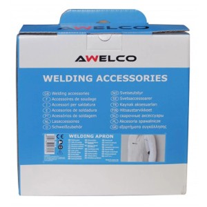 Emballage du tablier de soudure Awelco, blanc, 60x90 cm, accessoires de soudure.