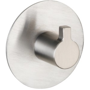 Wenko Strip-It Rina gancio a muro, acciaio inox opaco, porta asciugamani rotondo da parete.