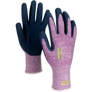 Guanti da giardino OX-ON Recycle Basic 16002, viola, taglia 7. Guanti da lavoro con rivestimento in lattice.