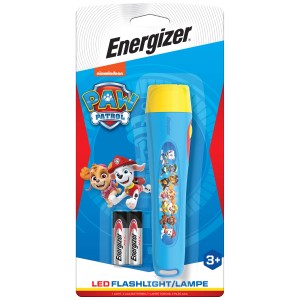 Lampe de poche LED Energizer Pat' Patrouille, torche bleue pour enfants avec motifs Pat' Patrouille et piles.