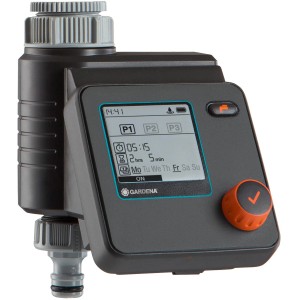 Centralina per irrigazione Gardena Select con distributore a 2 vie per irrigazione flessibile del giardino.