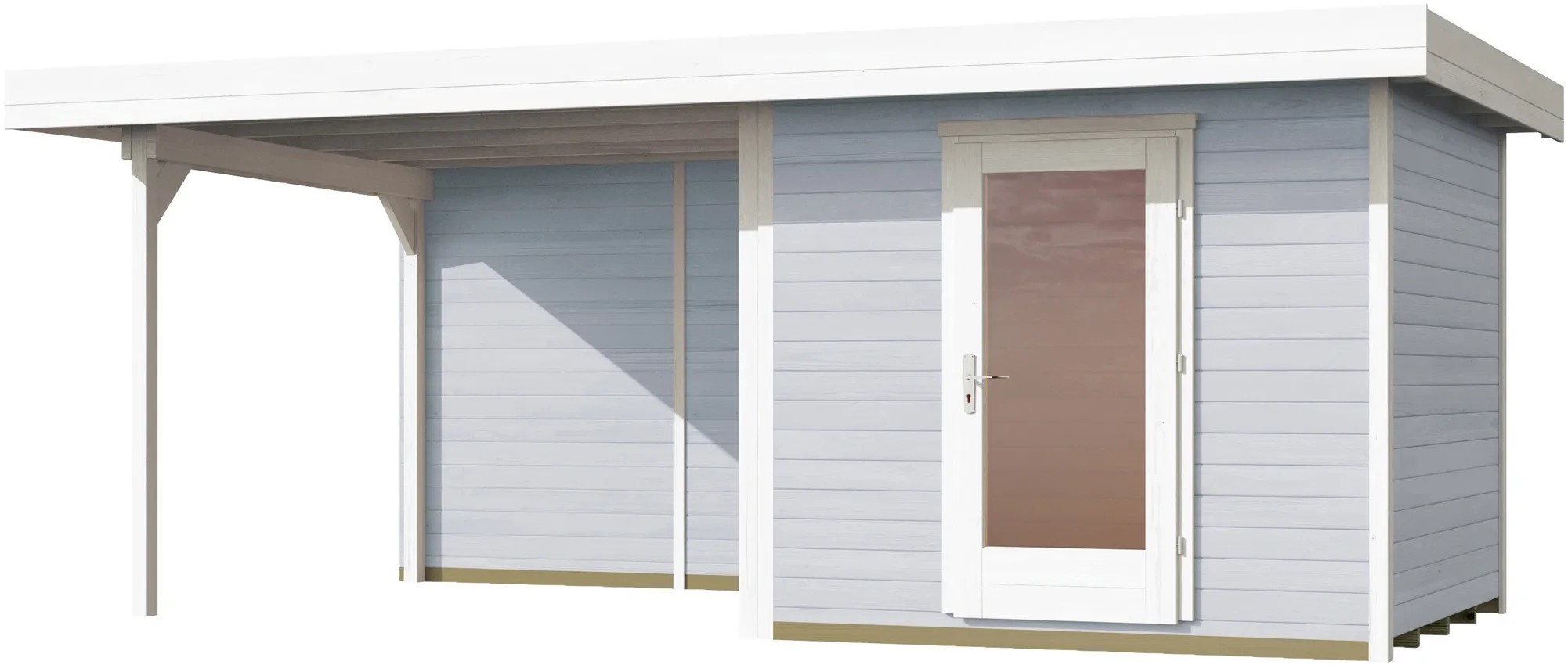 OBI Holz-Gartenhaus Florenz B Grau-Weiss Gr. 3 / 530 x 240 cm kaufen bei OBI