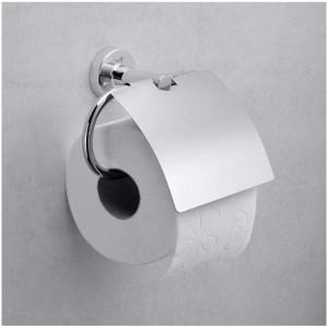 Porta carta igienica cromato Diaqua Sofia con coperchio squadrato, montaggio a parete.