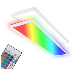 Panneau LED dimmable Briloner RGB+W avec télécommande, 36 W, blanc. Plafonnier LED avec changement de couleur.