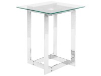 Beliani Table d'appoint Crystal verre de sécurité Argent (HxlxP) 52 x 40 x 40 cm