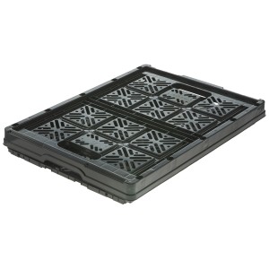 Boîte pliante noire Klappbox Ida pliée avec un volume de 32 l. Boîte de rangement pratique.