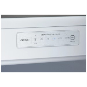 Dettaglio: Pannello di controllo della temperatura del congelatore Domo bianco con funzione No-Frost.