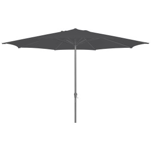 Anthrazitfarbener Doppler Sonnenschirm Derby Basic Lift D840 mit Kurbel und großem Schirmdach.