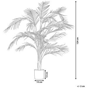 Schizzo di una pianta artificiale Areca Palm (altezza 124 cm) in vaso (Ø 12 cm).