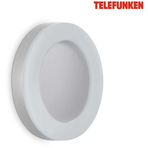 Applique murale extérieure LED Telefunken argentée, ronde, diamètre 32 cm.