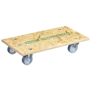 Chariot de transport Wagner avec panneau OSB, capacité 250 kg, 575x300 mm, quatre roues.