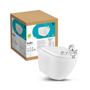 Set WC sospeso baliv Kingston, scarico profondo, senza brida, bianco con confezione