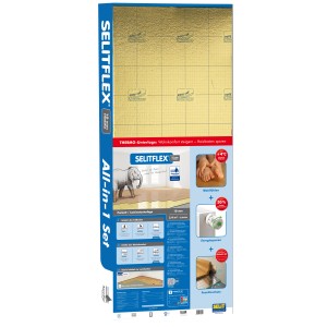Verpackung der Selitflex Thermo Trittschalldämmung, 6 m², Stärke 10 mm, zur Wärme- und Schallisolierung.