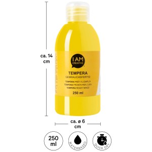 Peinture tempera jaune de I Am Creative, 250 ml, prête à l'emploi pour les projets créatifs.