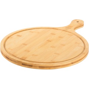 Tagliere per pizza Cozze in bambù con manico, Ø 35 cm. Ideale per servire pizza, snack e antipasti.