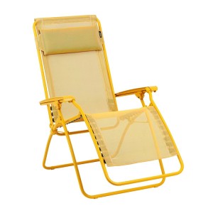 Lafuma Relaxsessel R Clip Batyline in Miel: Lettino prendisole regolabile con telaio in acciaio e rivestimento traspirante.