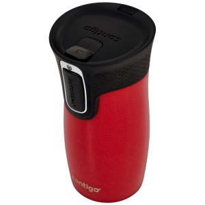Thermos Contigo West Loop rosso in acciaio inox, 300 ml, con coperchio nero.