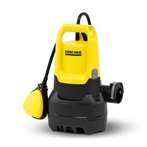 Pompe submersible eaux chargées Kärcher SP 11.000 Dirt, jaune/noir, avec flotteur et poignée.