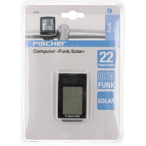 Ciclocomputer wireless solare Fischer, nero, confezionato. Tachimetro da bici senza fili con funzione solare.