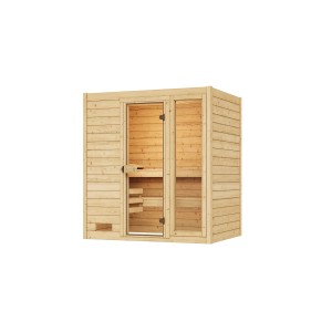 Sauna en bois massif Weka Valida avec porte/fenêtre en verre, épicéa naturel.
