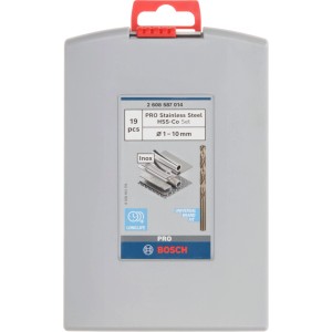 Set punte trapano Bosch HSS-CO, 19 pz, in ProBox grigia. Punte di precisione per acciaio inox, Ø 1-10 mm.