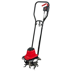 Einhell GC-RT 7530 motoculteur électrique, fraise rouge avec lames et poignée noires.