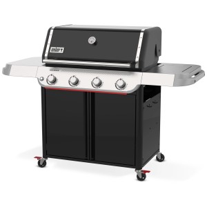 Weber Genesis E-415W GBS barbecue a gas, nero-argento, con 4 bruciatori e mobiletto.