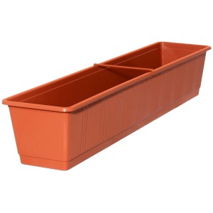 Jardinière standard en terre cuite, 14,5x17,5x79cm, sans trous pour une utilisation intérieure et extérieure.