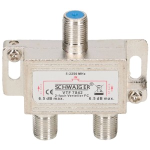 Schwaiger Répartiteur satellite, 2 voies, 6,5 dB, connecteur F pour systèmes d'antenne.