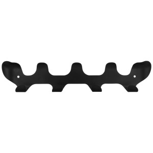 Schwarze Siro Hakenleiste aus Stahl mit 4 Haken, 300 mm Länge. Garderobenleiste im modernen Design.