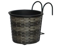 Pflanzgefäss mit Halter Polyrattan Anthrazit-Grau Ø 19 cm / Höhe 22 cm